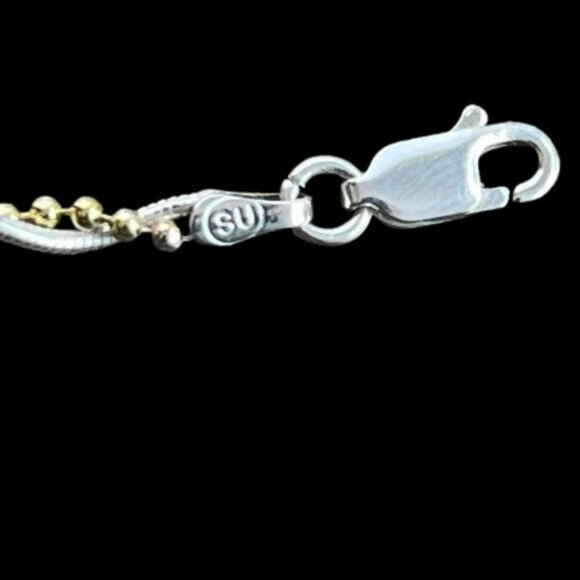 Sterling Silver & Gold Vermeil Twisted Chains Italy 925 Necklace 18" - LNC - Picture 8 of 8